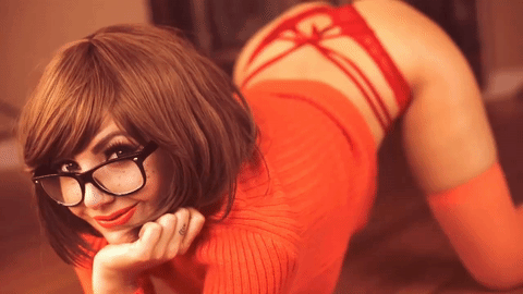 Jessica nigri with her butt in the air as velma