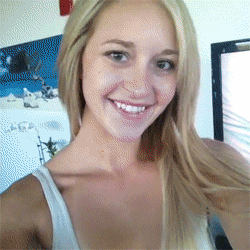 handsome blond taking a selfie gif of her flashing her ideal figure