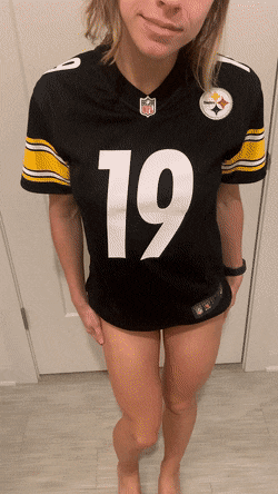 Cuntnugget- displaying her steeler pride with a tittydrop