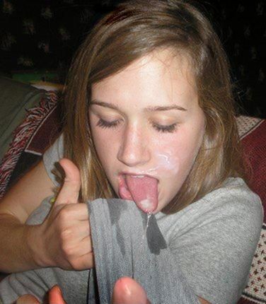 nice teenager eats the jizz off her t-shirt