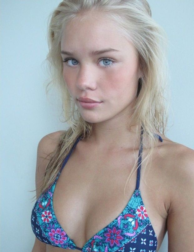 handsome blue saw blond dressed in swimsuit