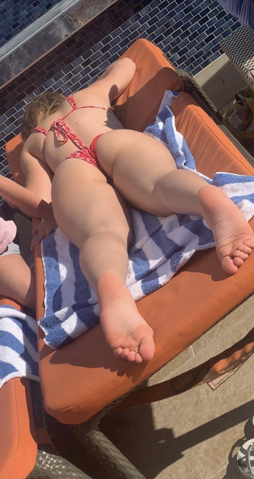 teenager whore candid by the pool demonstrates off ideal butt and feet enough enjoys and ill post face