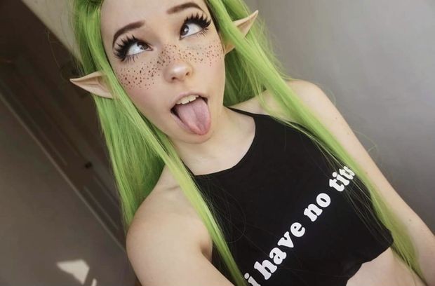 Belle delphine making ahegao face as nice elf costume have fun